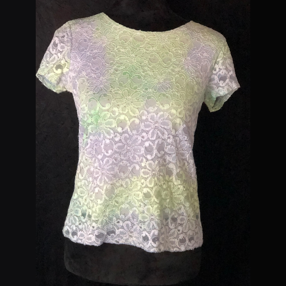 Brittany Black Blue green lace shirt